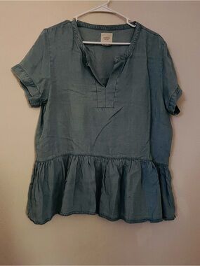 Harper Teal Blue Peplum Tunic Top